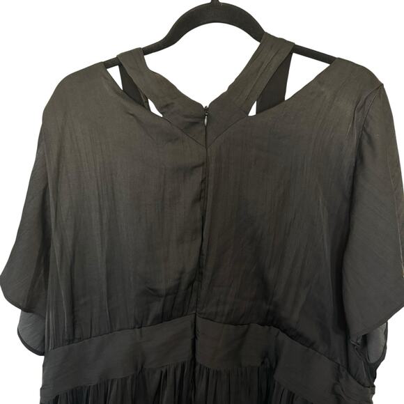 NEW Anthropolgie Plus Size Babydoll Mini Dress Short Slevve Black Satin 26W - Picture 6 of 10